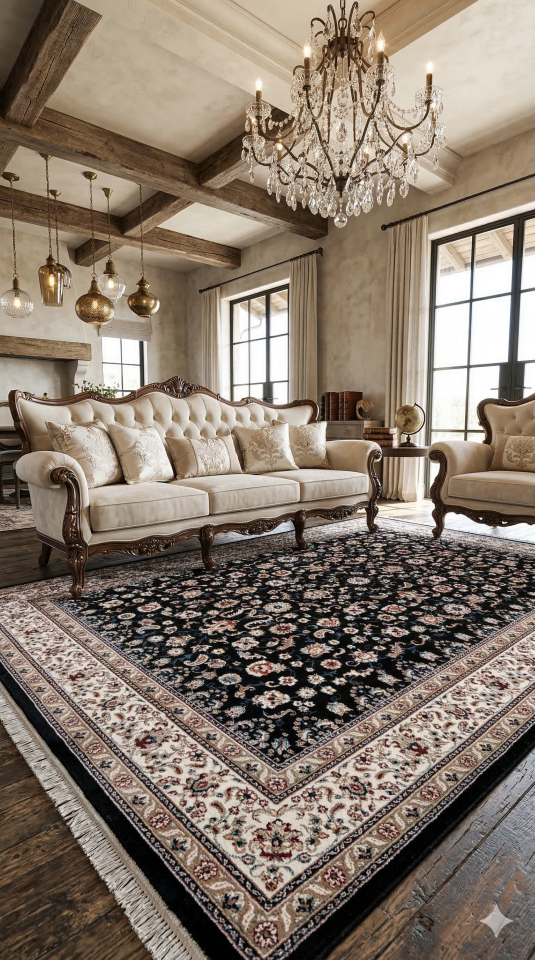 HANEDAN SIK DOKUMA İPEK AKRİLİK PARILTILI TÜY VERMEYEN YÜKSEK KALİTE SALON HALISI ORTA KALINLIKTADIR