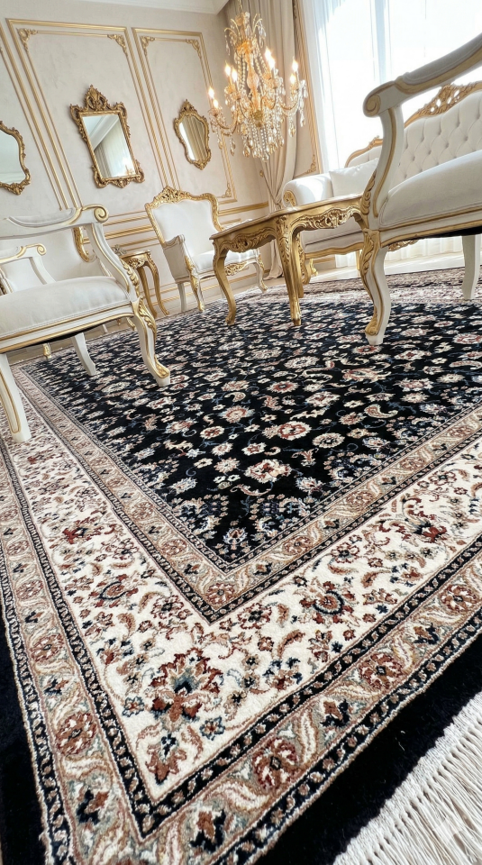 HANEDAN SIK DOKUMA İPEK AKRİLİK PARILTILI TÜY VERMEYEN YÜKSEK KALİTE SALON HALISI ORTA KALINLIKTADIR