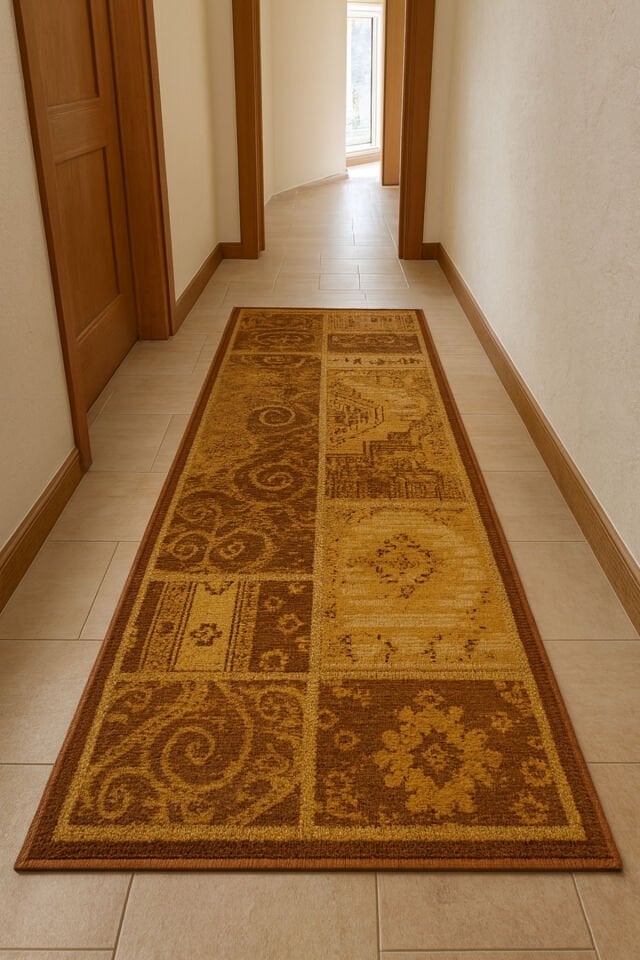 Yün Halı Uşak Saf Yün Dokuma Halı Kahve 041 Geleneksel Doku, Yün Halı Kahve - 80 X 300