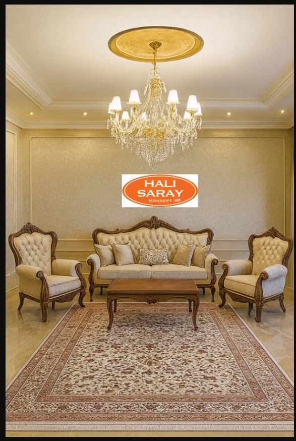 HANEDAN SIK DOKUMA İPEK AKRİLİK PARILTILI TÜY VERMEYEN YÜKSEK KALİTE SALON HALISI ORTA KALINLIKTADIR