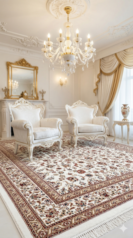 HANEDAN SIK DOKUMA İPEK AKRİLİK PARILTILI TÜY VERMEYEN YÜKSEK KALİTE SALON HALISI ORTA KALINLIKTADIR