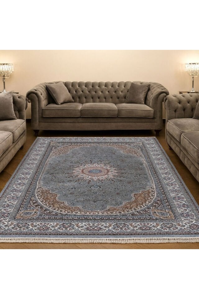 HANEDAN SIK DOKUMA İPEK AKRİLİK PARILTILI TÜY VERMEYEN YÜKSEK KALİTE SALON HALISI ORTA KALINLIKTADIR