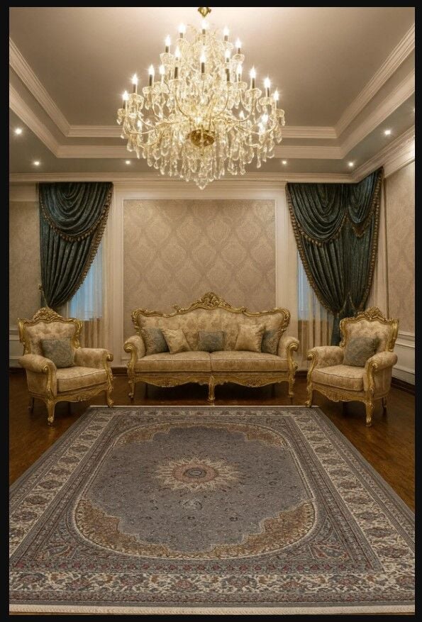 HANEDAN SIK DOKUMA İPEK AKRİLİK PARILTILI TÜY VERMEYEN YÜKSEK KALİTE SALON HALISI ORTA KALINLIKTADIR