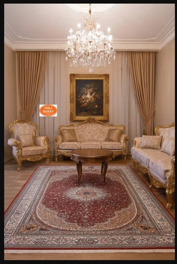 HANEDAN SIK DOKUMA İPEK AKRİLİK PARILTILI TÜY VERMEYEN YÜKSEK KALİTE SALON HALISI ORTA KALINLIKTADIR