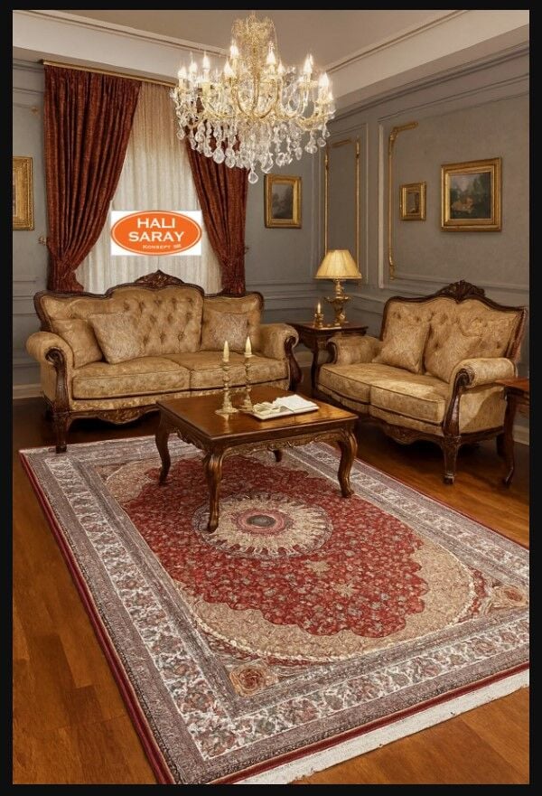 HANEDAN SIK DOKUMA İPEK AKRİLİK PARILTILI TÜY VERMEYEN YÜKSEK KALİTE SALON HALISI ORTA KALINLIKTADIR