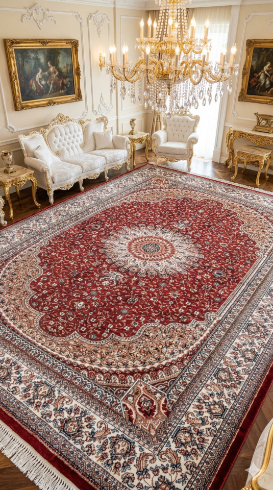 HANEDAN SIK DOKUMA İPEK AKRİLİK PARILTILI TÜY VERMEYEN YÜKSEK KALİTE SALON HALISI ORTA KALINLIKTADIR