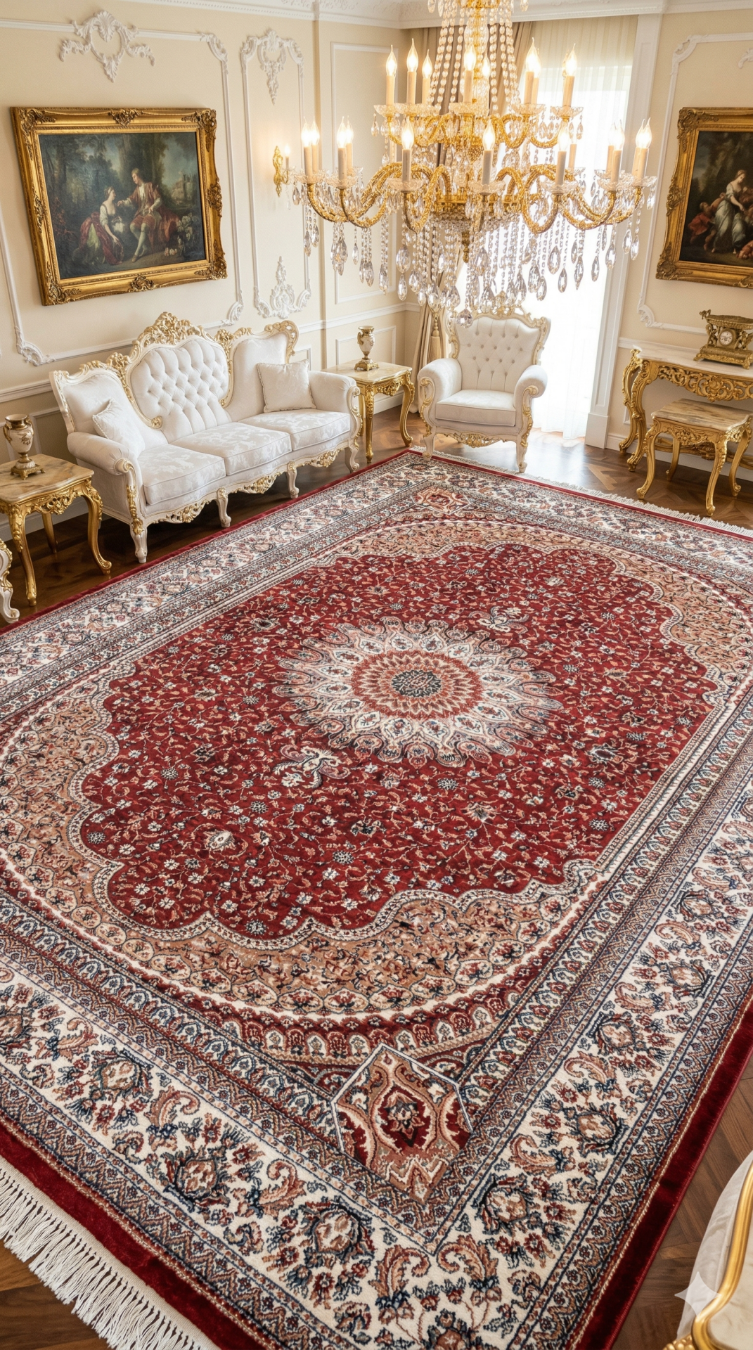 HANEDAN SIK DOKUMA İPEK AKRİLİK PARILTILI TÜY VERMEYEN YÜKSEK KALİTE SALON HALISI ORTA KALINLIKTADIR