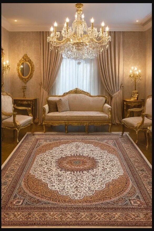 HANEDAN SIK DOKUMA İPEK AKRİLİK PARILTILI TÜY VERMEYEN YÜKSEK KALİTE SALON HALISI ORTA KALINLIKTADIR