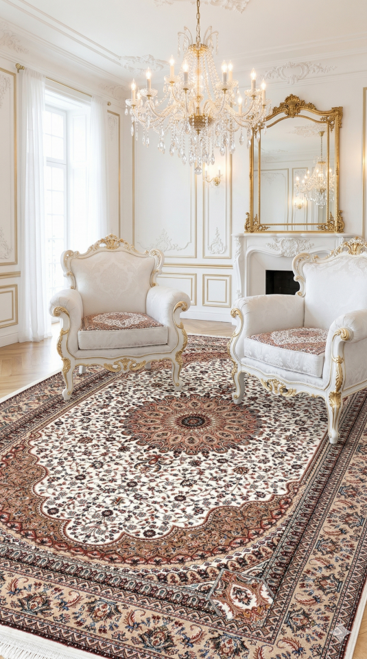 HANEDAN SIK DOKUMA İPEK AKRİLİK PARILTILI TÜY VERMEYEN YÜKSEK KALİTE SALON HALISI ORTA KALINLIKTADIR