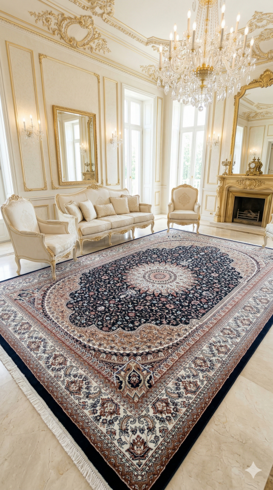 HANEDAN SIK DOKUMA İPEK AKRİLİK PARILTILI TÜY VERMEYEN YÜKSEK KALİTE SALON HALISI ORTA KALINLIKTADIR