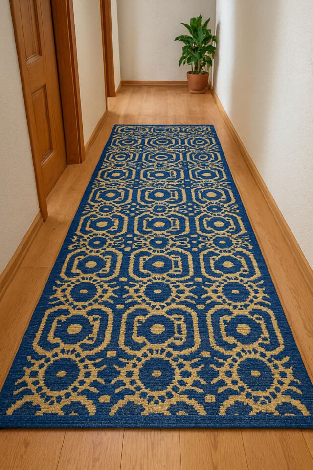 Yün Halı Uşak Saf Yün Dokuma Halı Lacivert012 Geleneksel Doku, Yün Halı Geleneksel Doku, Yün Halı. Laci̇vert - 80 X 150