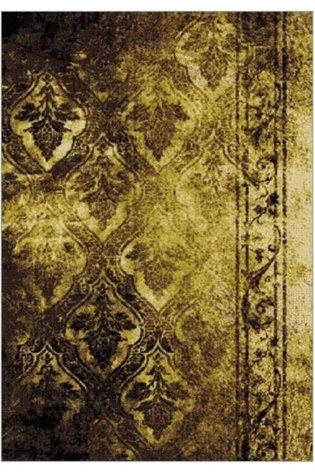 Yün Halı Uşak Saf Yün Süper Halı Kahve Antrasit 01052 Geleneksel Doku, Yün Halı Aci Kahve - 80 X 300