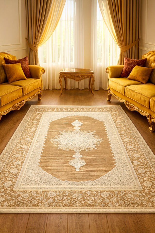 Halı Saray Dalya Sık Dokuma Süper Kalın Halı Bej - 120 X 180