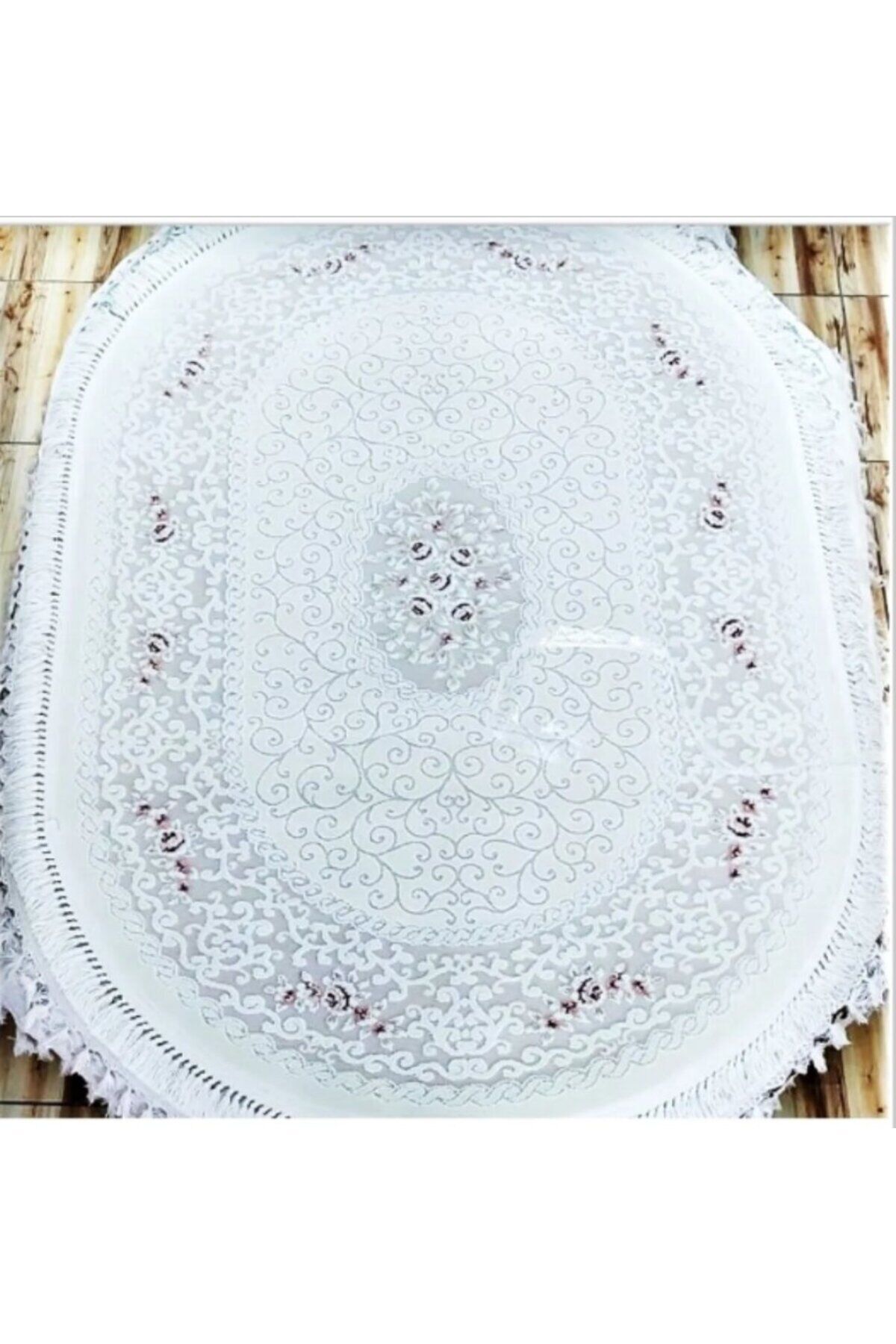 Dalya Sık Dokuma Kalın Oval Halılar Beyaz - 100 X 200
