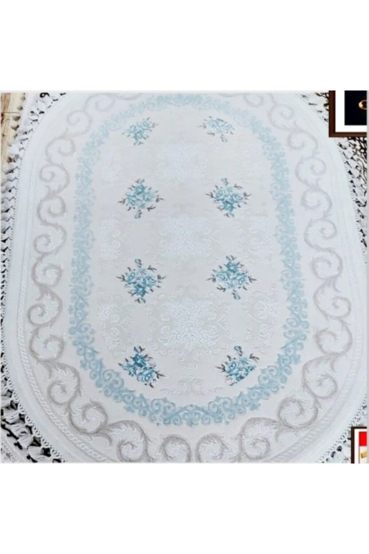 Dalya Sık Dokuma Kalın Oval Halılar Mavi̇ - 100 X 200