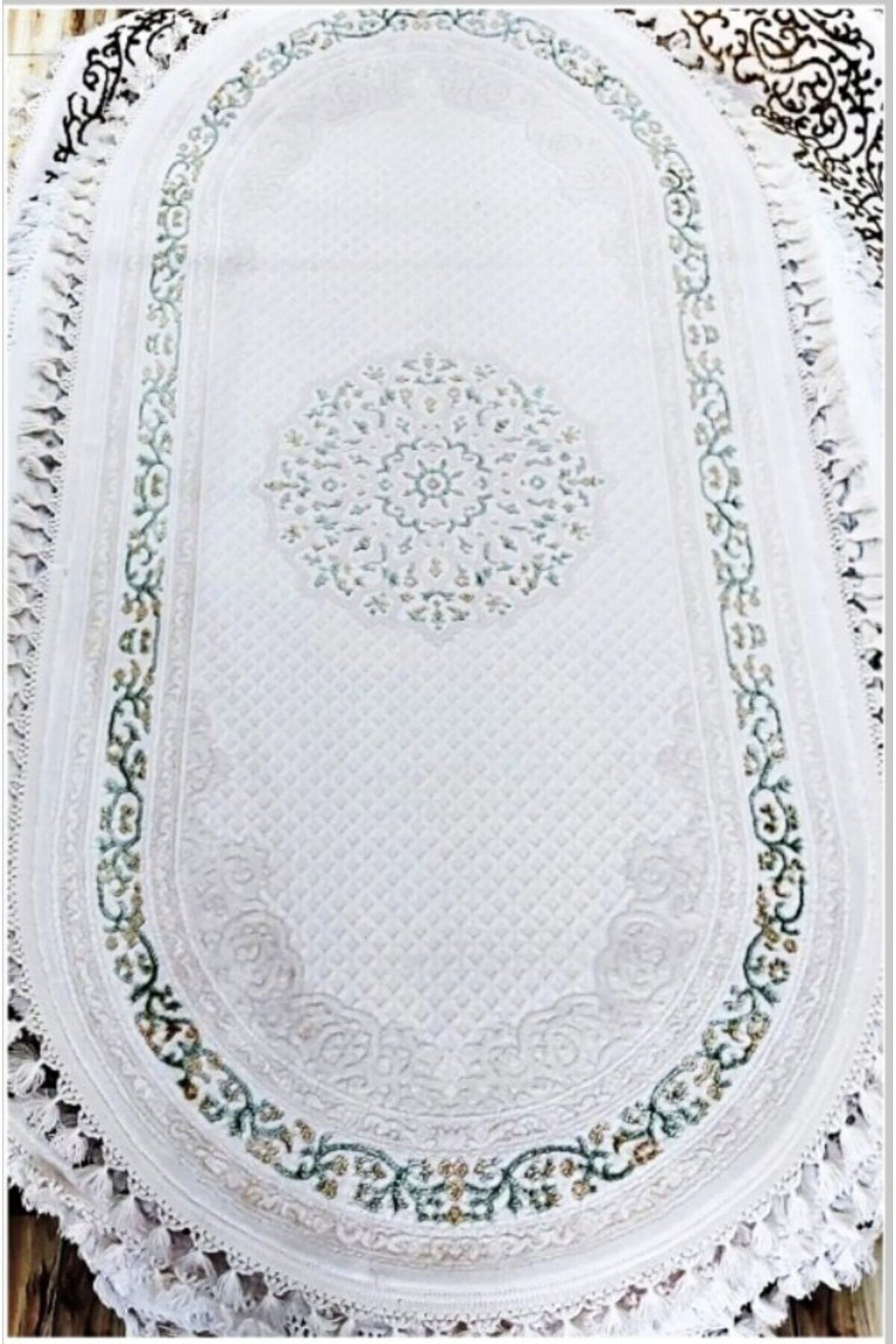 Dalya Sık Dokuma Kalın Oval Halılar Beyaz - 100 X 200
