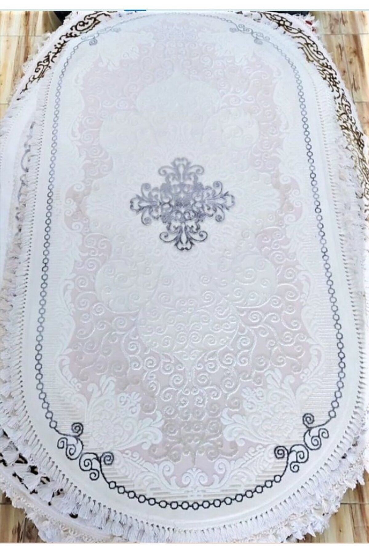 DALYA SIK DOKUMA KALIN YUVARLAK HALILAR Pembe Beyaz - 100 X 200