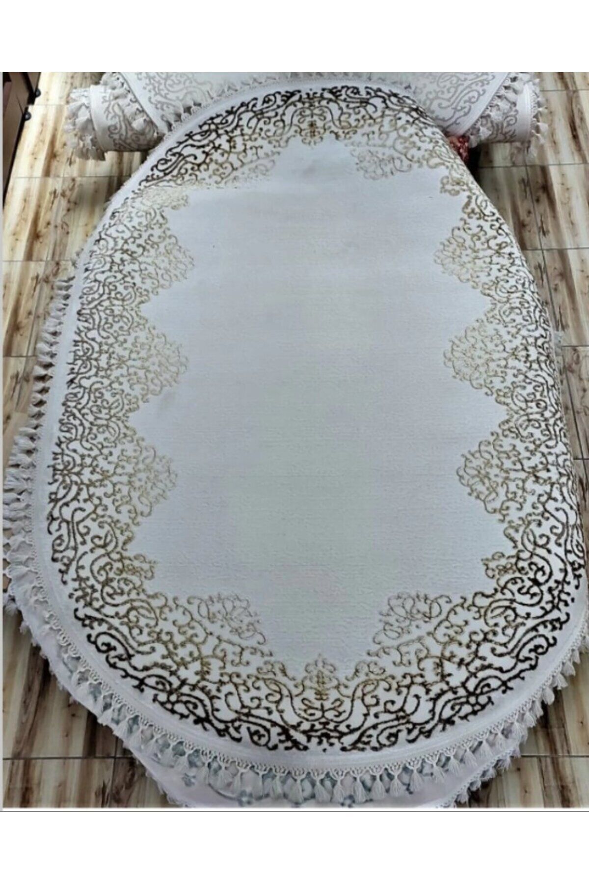 DALYA SIK DOKUMA KALIN YUVARLAK HALILAR Sari Beyaz - 150 X 230