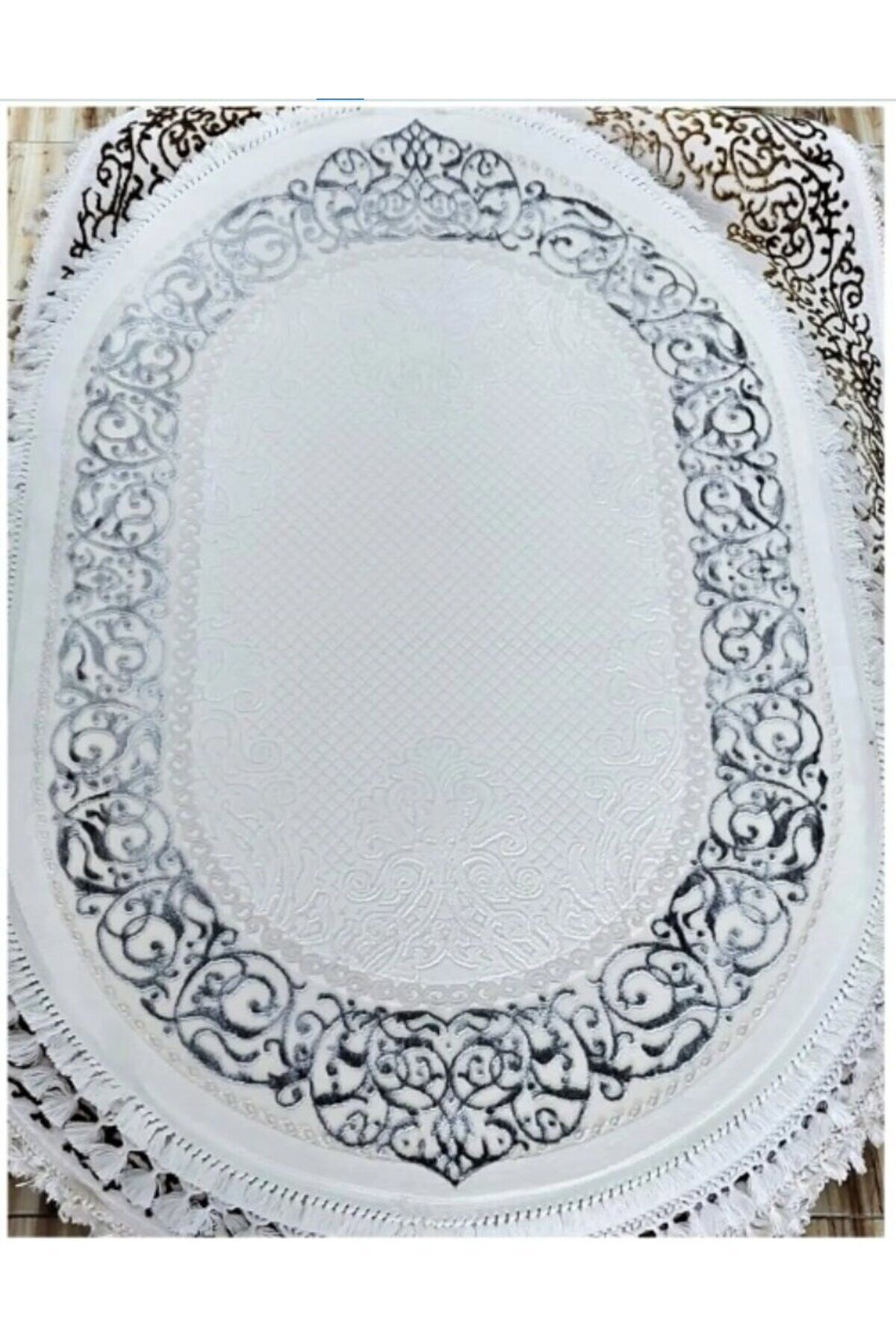 DALYA SIK DOKUMA KALIN YUVARLAK HALILAR Beyaz Si̇yah - 120 X 180