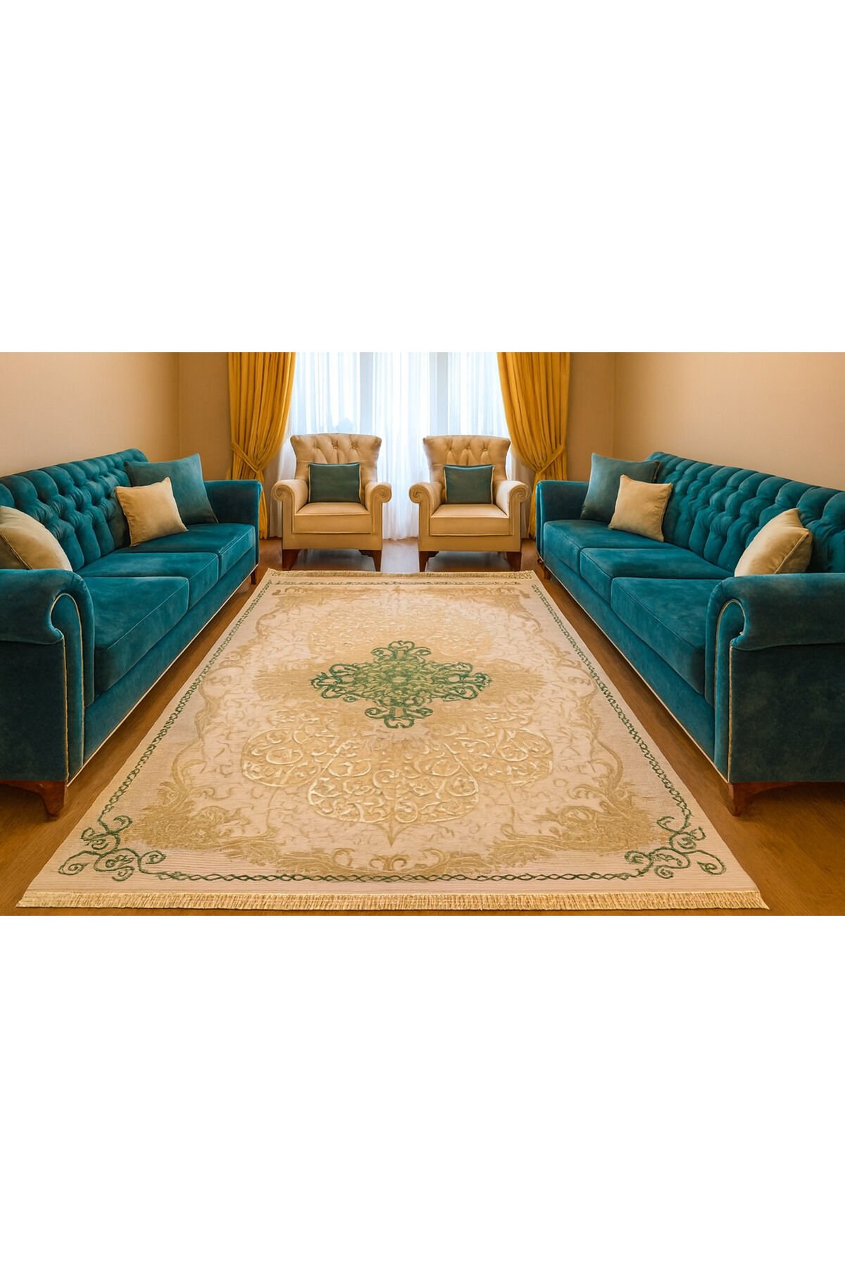 Halı Saray Dalya Sık Dokuma Süper Kalın Halı Bej - 120 X 180