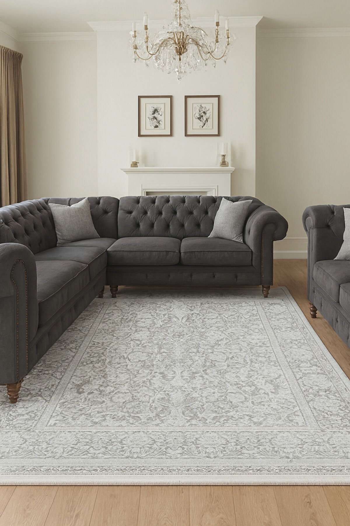 Halı Saray Dalya Sık Dokuma Süper Kalın Halı Bej - 120 X 180