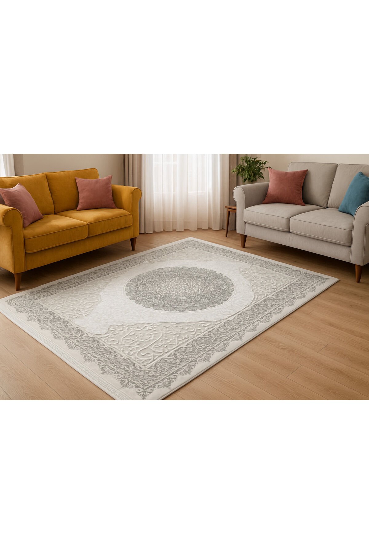 Halı Saray Dalya Sık Dokuma Süper Kalın Halı Bej - 120 X 180