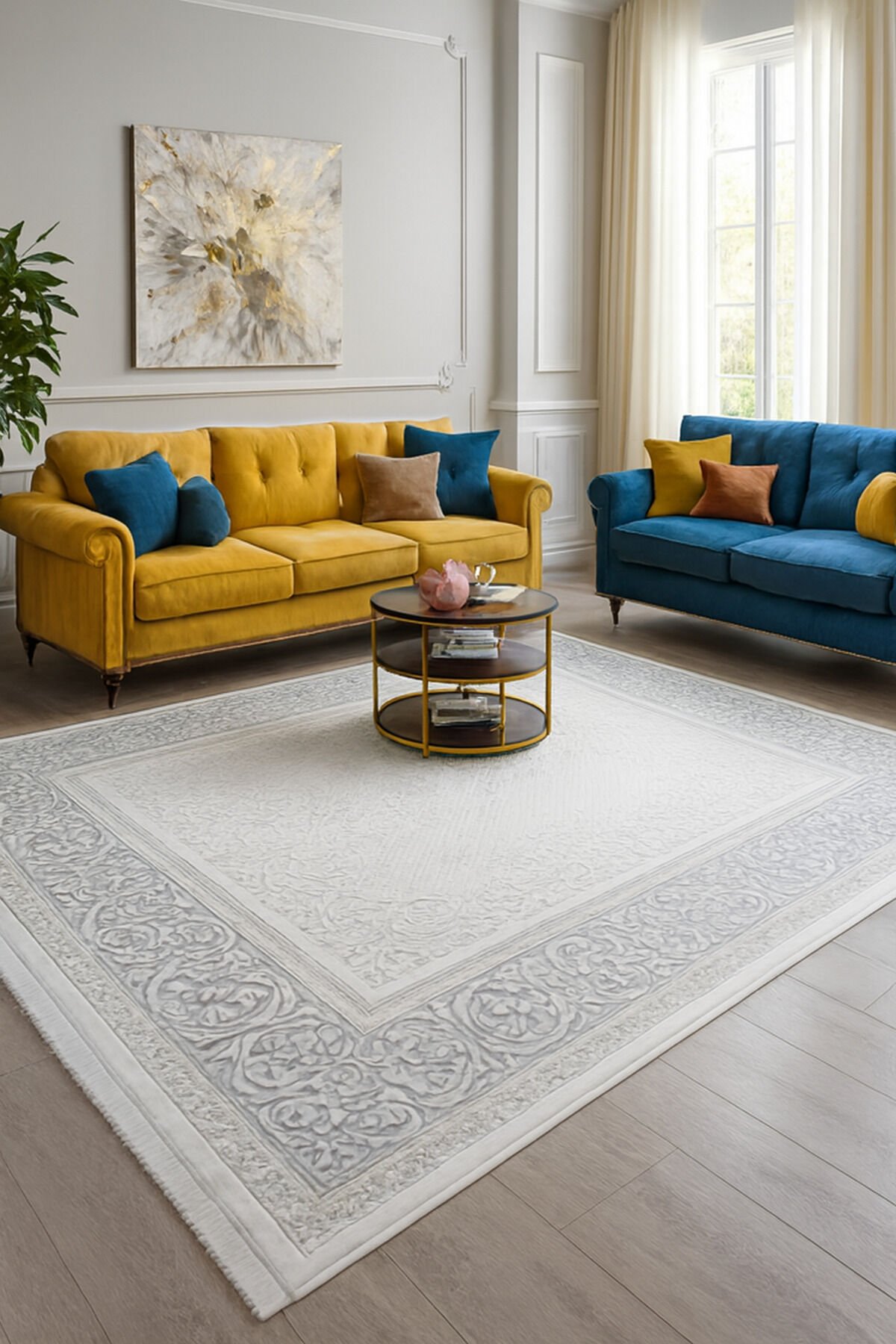 Halı Saray Dalya Sık Dokuma Süper Kalın Halı Bej - 80 X 150
