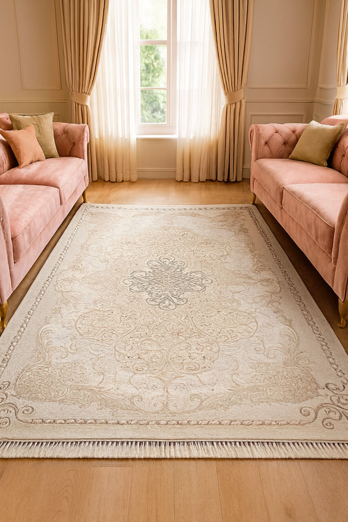 Halı Saray Dalya Sık Dokuma Süper Kalın Halı Bej - 120 X 180