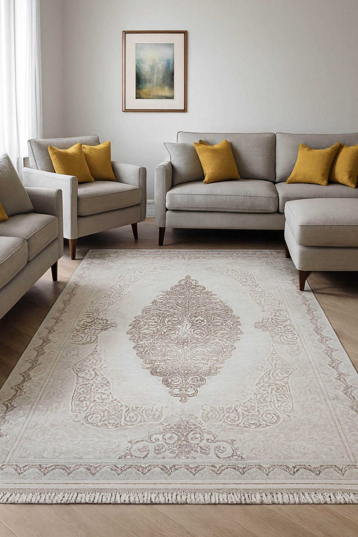Halı Saray Dalya Sık Dokuma Süper Kalın Halı Seç Al Tek Ebat Tek Fiyat Gri̇ - 120 X 180