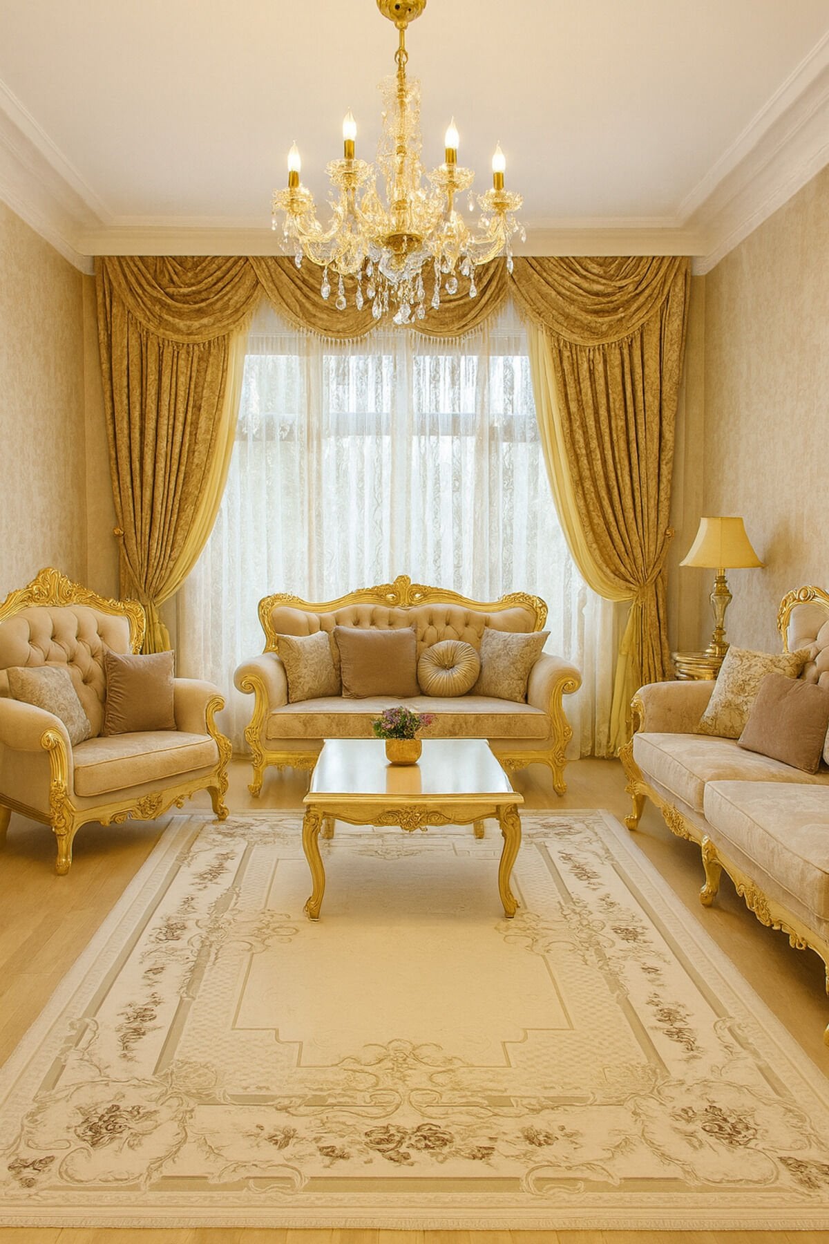 AHENK SIK DOKUMA KALIN YÜKSEK KALİTE DOKUNMUŞ AKRİLİK HALI Beyaz Mor Çi̇çekli̇ - 160 X 230