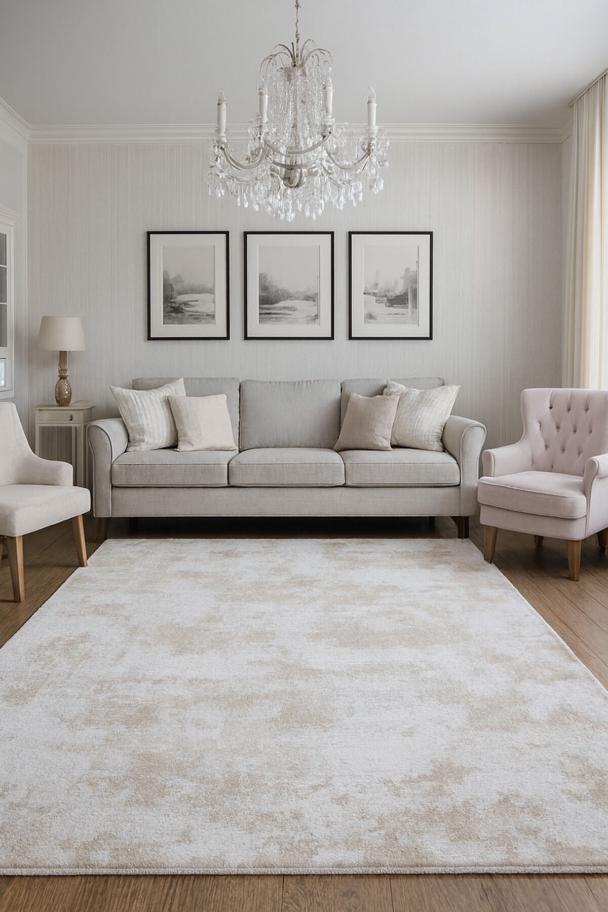 AHENK SIK DOKUMA KALIN YÜKSEK KALİTE DOKUNMUŞ AKRİLİK HALI Krem - 160 X 230