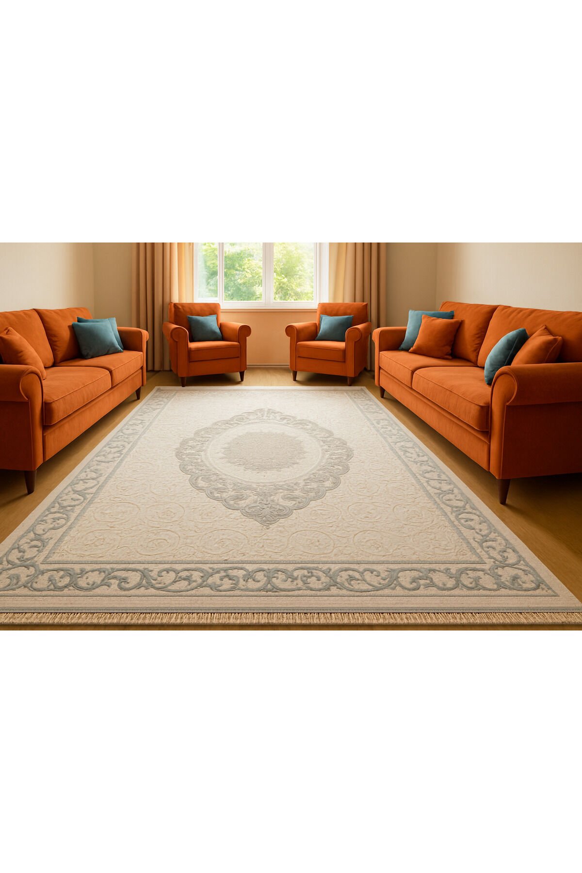 FANTAZİA SARAY AKRİLİK SIK DOKUMA KALIN SALON  HALISI Gri̇ - 200 X 300