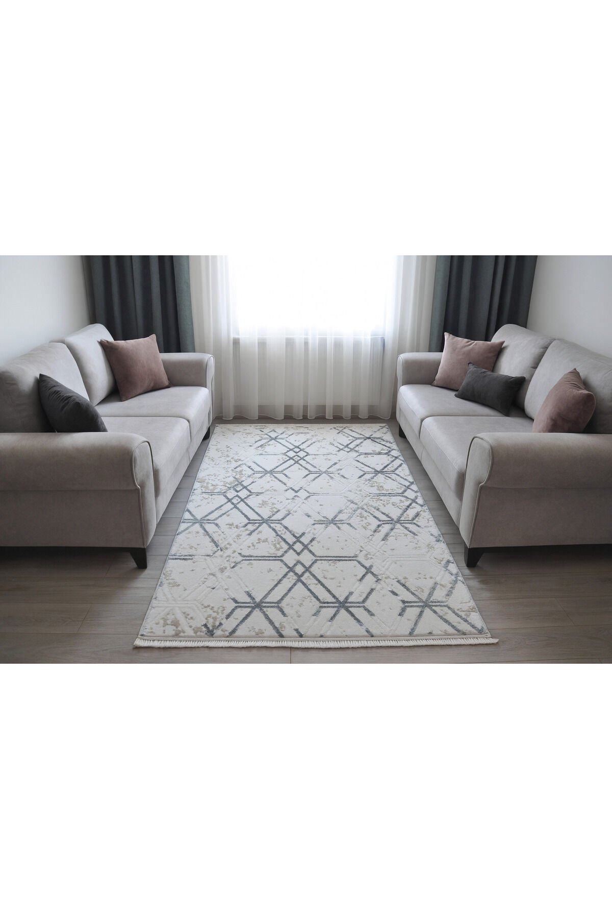 HALI SARAY SIK DOKUMA ORTA KALINLIKTA TOZ YAPMAYAN AKRİLİK HALI Krem - 160 X 230