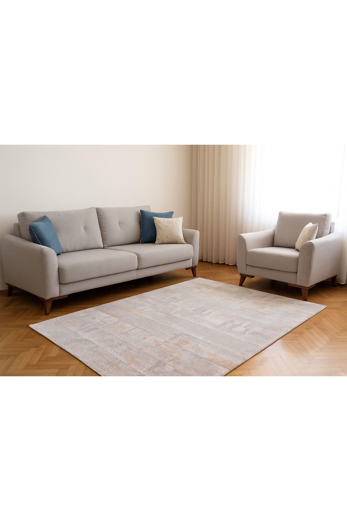 HALI SARAY SIK DOKUMA ORTA KALINLIKTA TOZ YAPMAYAN AKRİLİK HALI Gri̇ - 160 X 230