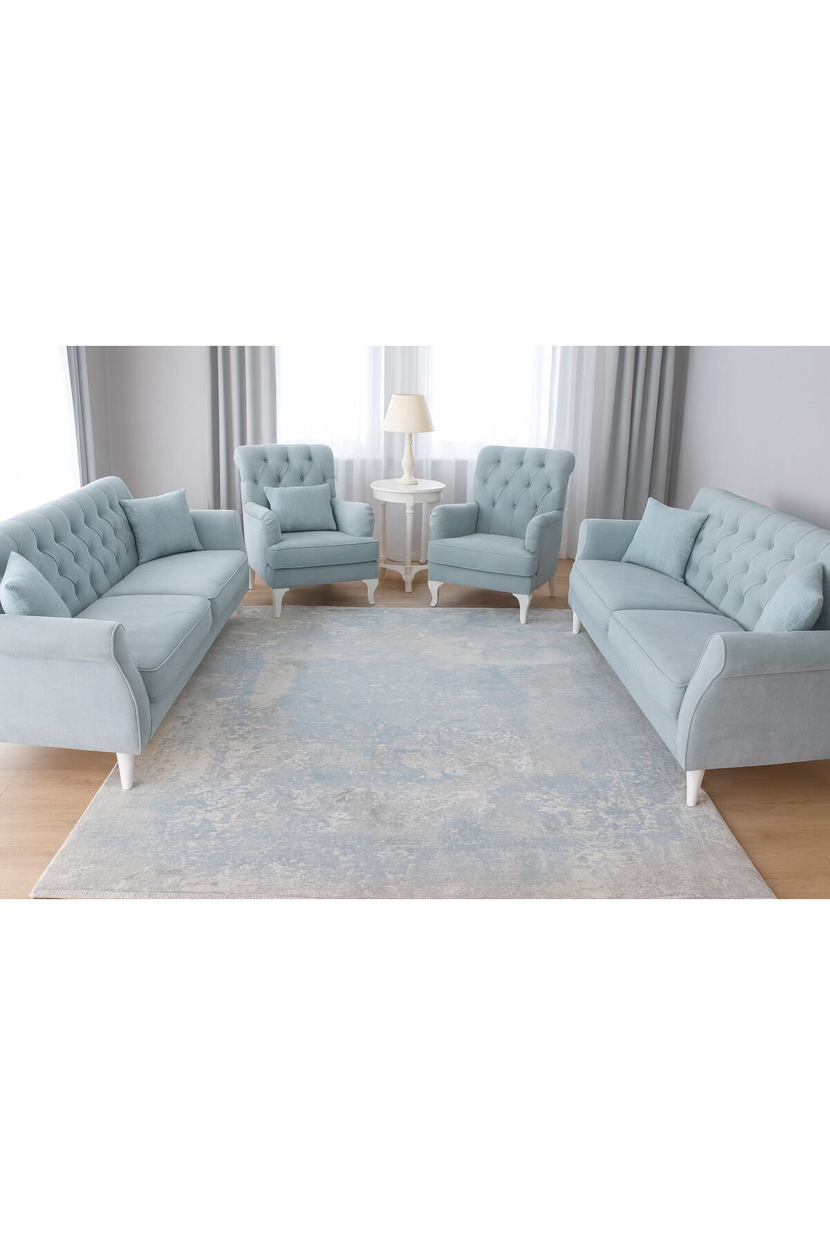 HALI SARAY SIK DOKUMA ORTA KALINLIKTA TOZ YAPMAYAN AKRİLİK HALI Gri̇ - 160 X 230