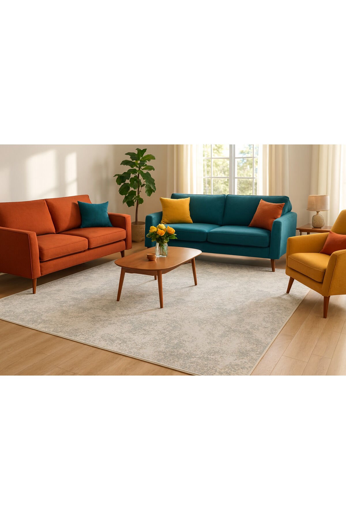 TİLYA SIK DOKUMA ORTA KALINLIKTA TOZ YAPMAYAN AKRİLİK HALI Gri̇ - 160 X 230