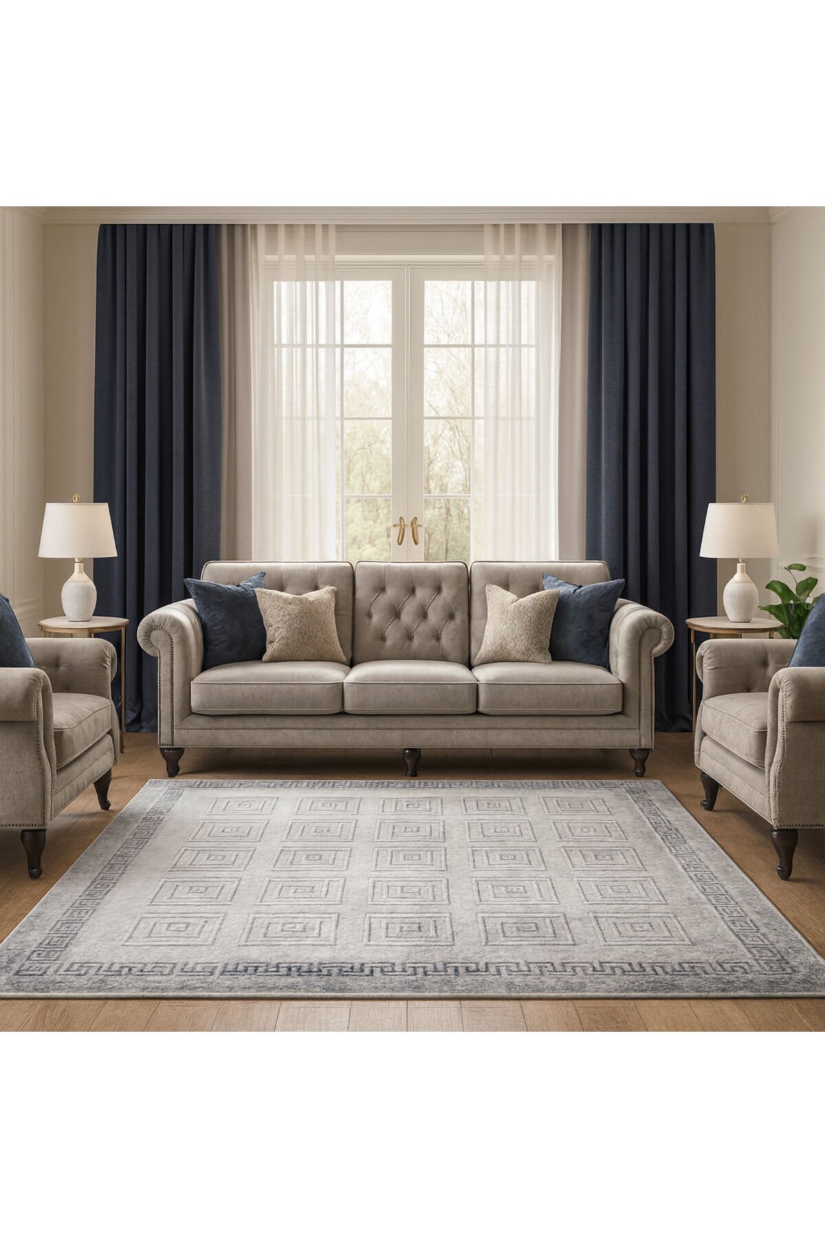 Yün Halı Uşak Saf Yün Mirage Parıltılı Muhteşem Yün Halı Gri 002 Geleneksel Doku, Yün Halı