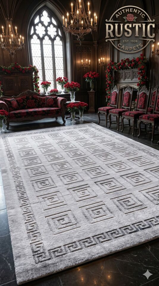 Yün Halı Uşak Saf Yün Mirage Parıltılı Muhteşem Yün Halı Gri 002 Geleneksel Doku, Yün Halı