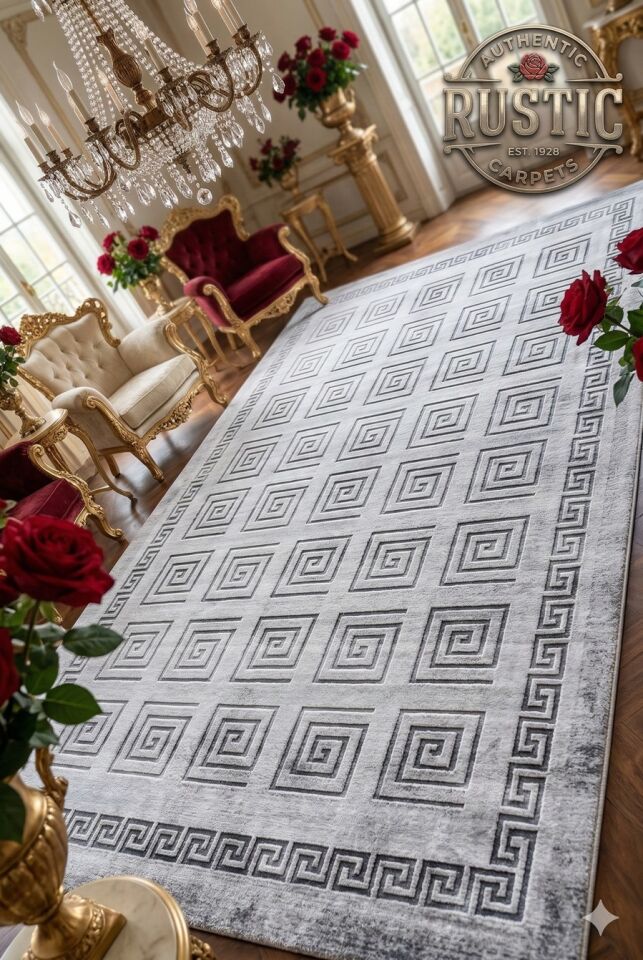 Yün Halı Uşak Saf Yün Mirage Parıltılı Muhteşem Yün Halı Gri 002 Geleneksel Doku, Yün Halı