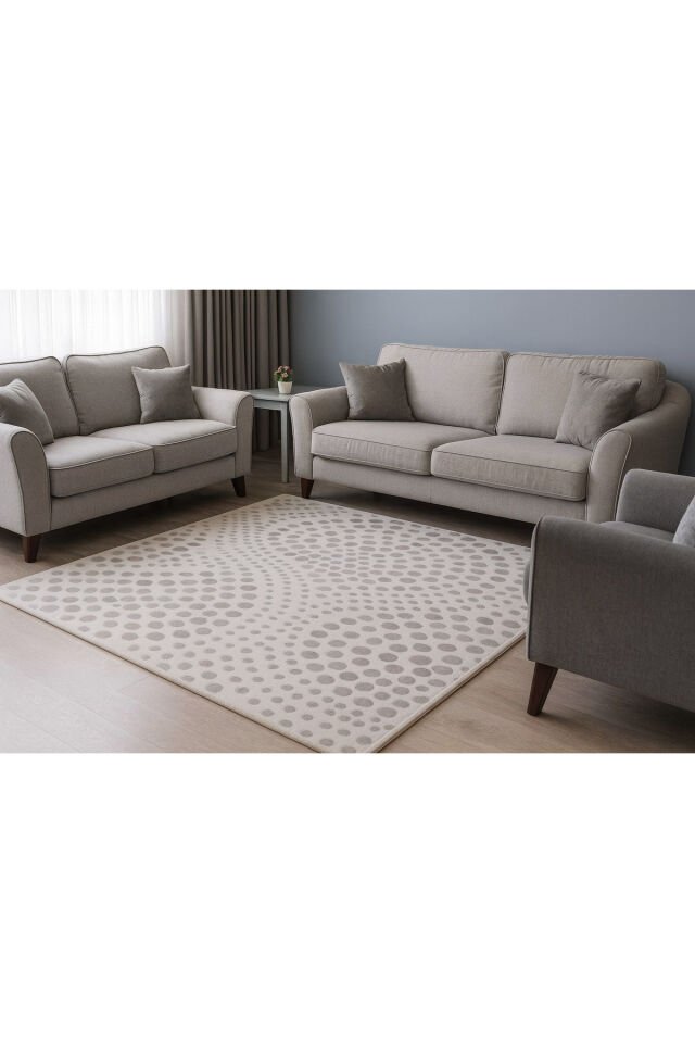 HALI SARAY SIK DOKUMA ORTA KALINLIKTA TOZ YAPMAYAN AKRİLİK HALI Krem - 160 X 230