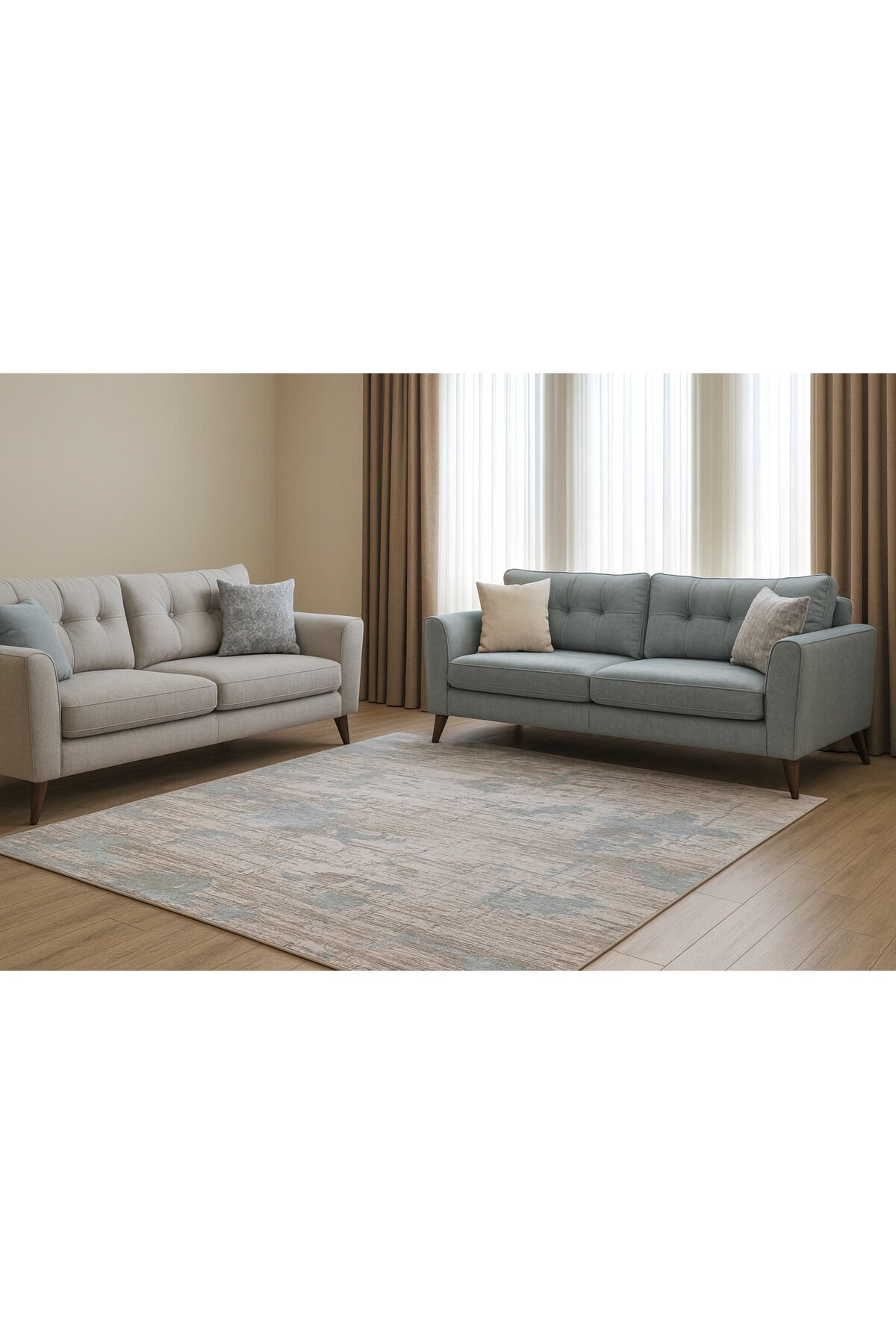 HALI SARAY SIK DOKUMA ORTA KALINLIKTA TOZ YAPMAYAN AKRİLİK HALI Gri̇ - 160 X 230