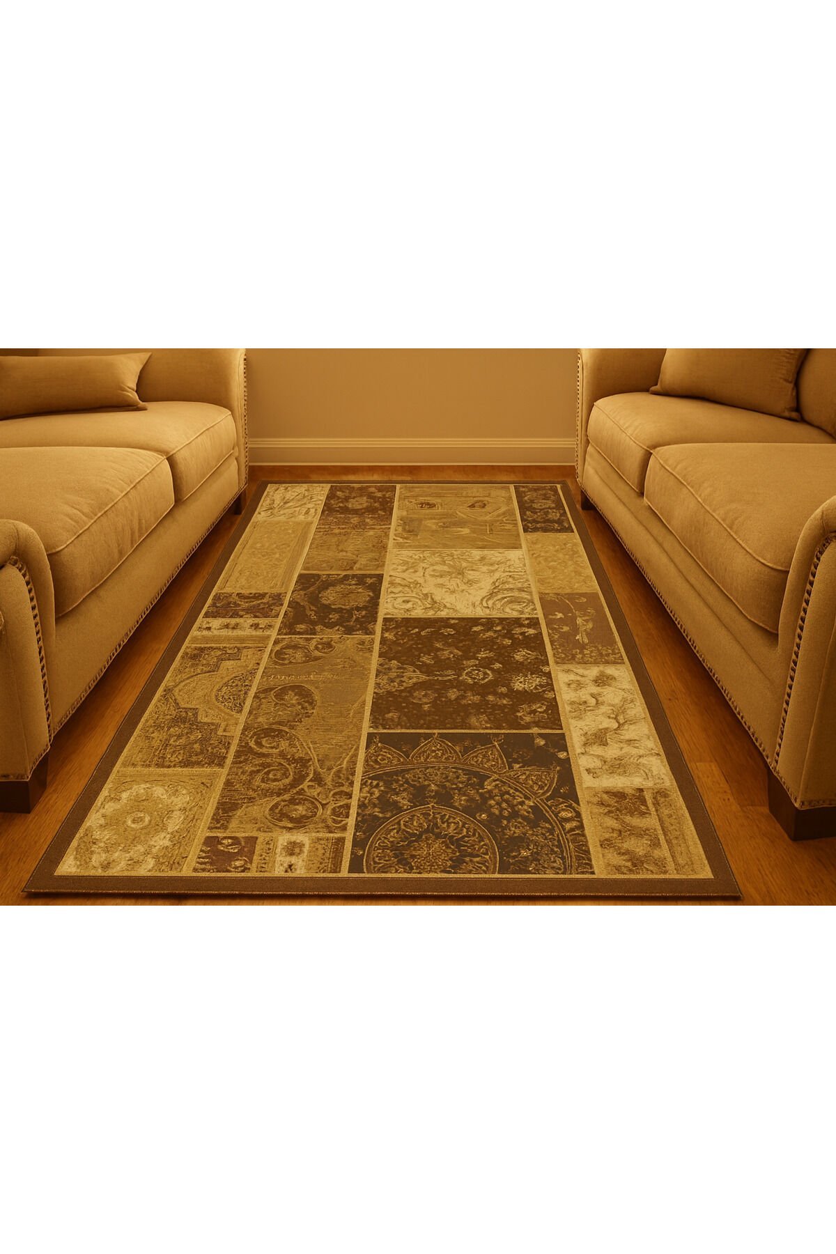 Yün Halı Uşak Saf Yün Dokuma Halı Kahve 041 Geleneksel Doku, Yün Halı