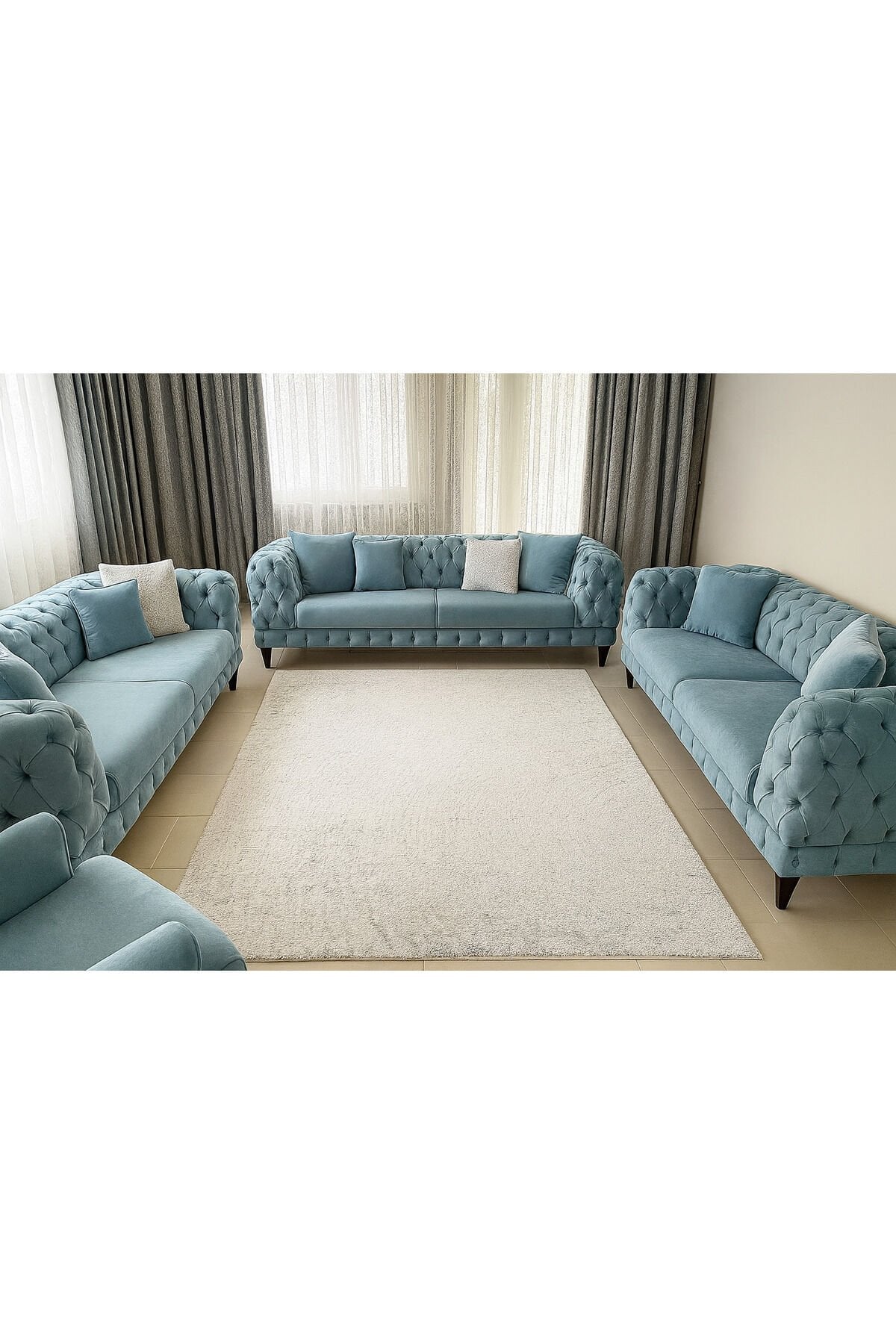 HALI SARAY SIK DOKUMA ORTA KALINLIKTA TOZ YAPMAYAN AKRİLİK HALI Krem - 160 X 230