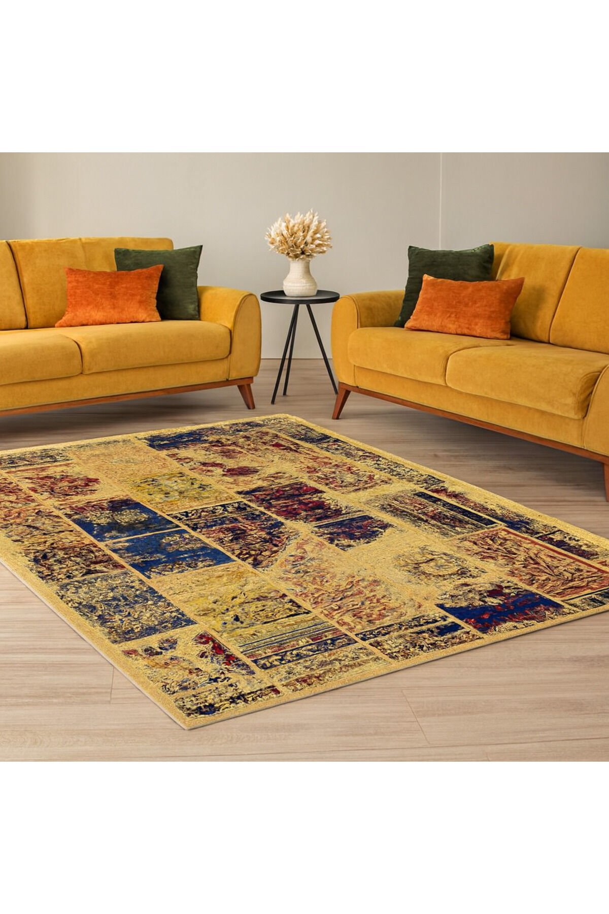 Yün Halı Uşak Saf Yün Dokuma Halı Antrasit 011 Geleneksel Doku, Yün Halı