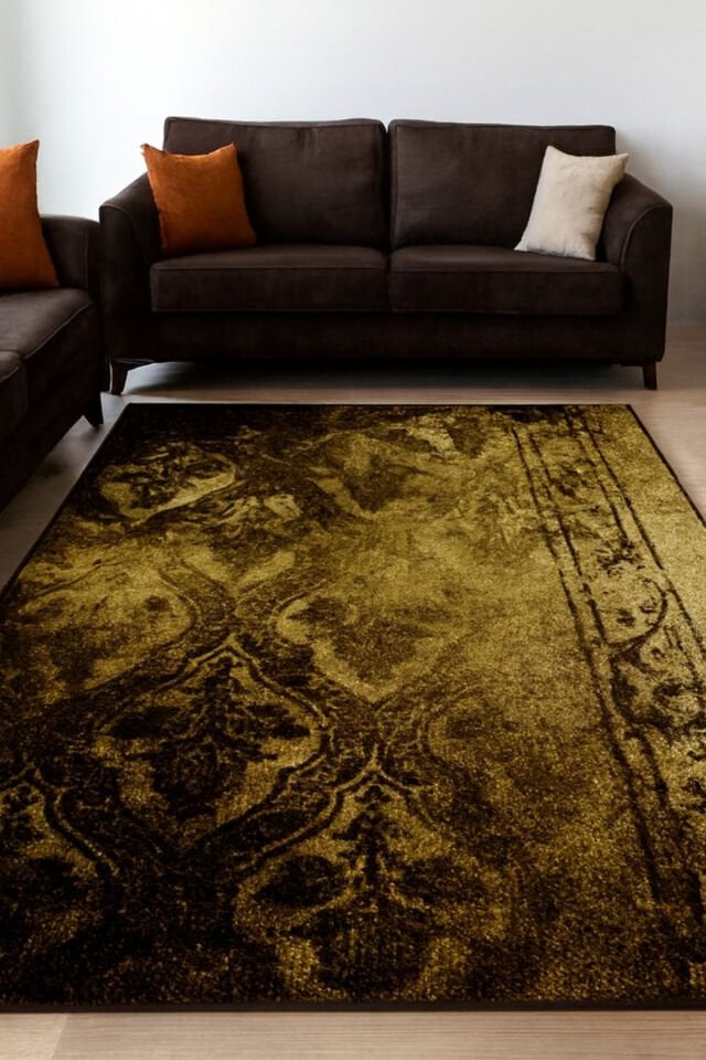 Yün Halı Uşak Saf Yün Süper Halı Kahve Antrasit 01052 Geleneksel Doku, Yün Halı