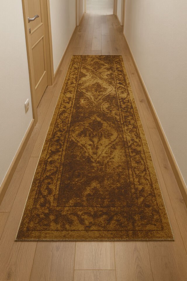 Yün Halı Uşak Saf Yün Süper Halı Kahve Antrasit 01052 Geleneksel Doku, Yün Halı