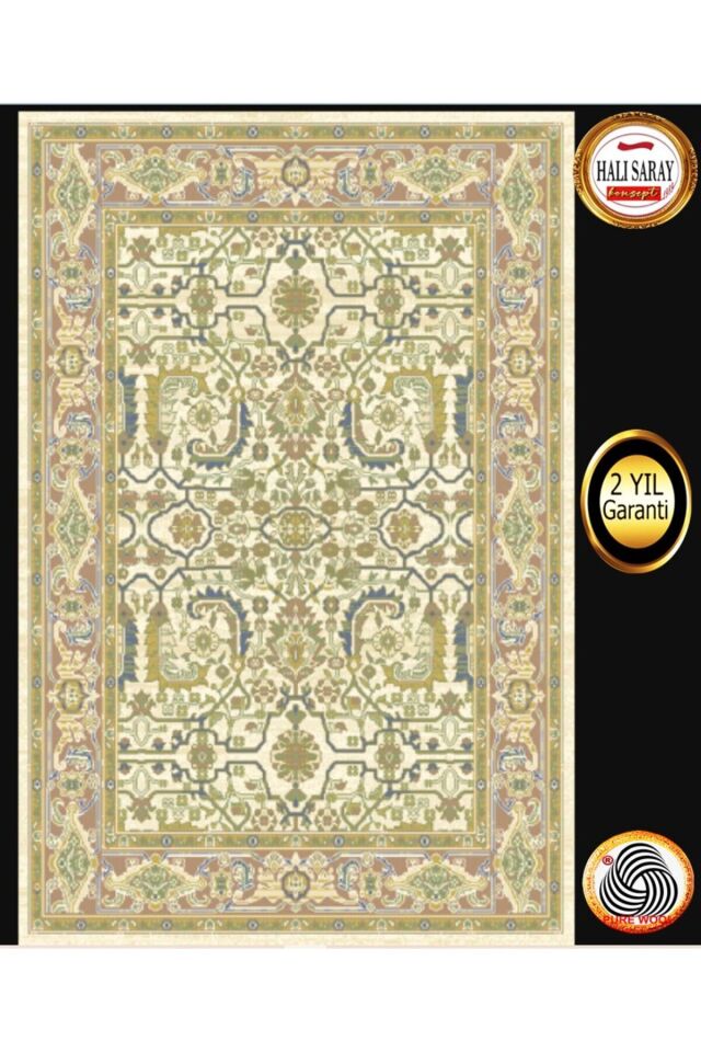 Yün Halı Uşak Saf Yün Halı 0109 Geleneksel Doku, Yün Halı Bej - 150 X 230