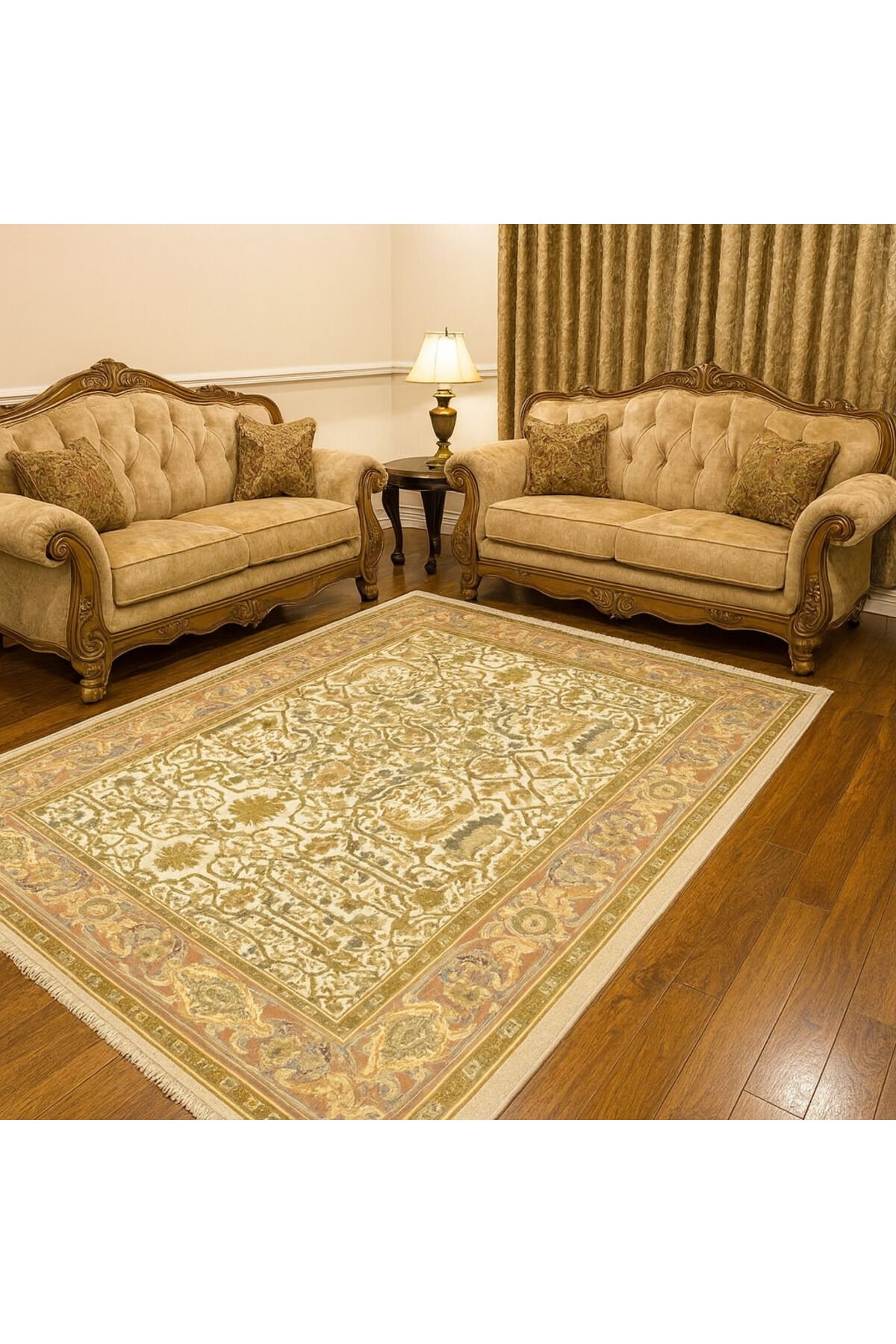 Yün Halı Uşak Saf Yün Halı 0109 Geleneksel Doku, Yün Halı Bej - 150 X 230