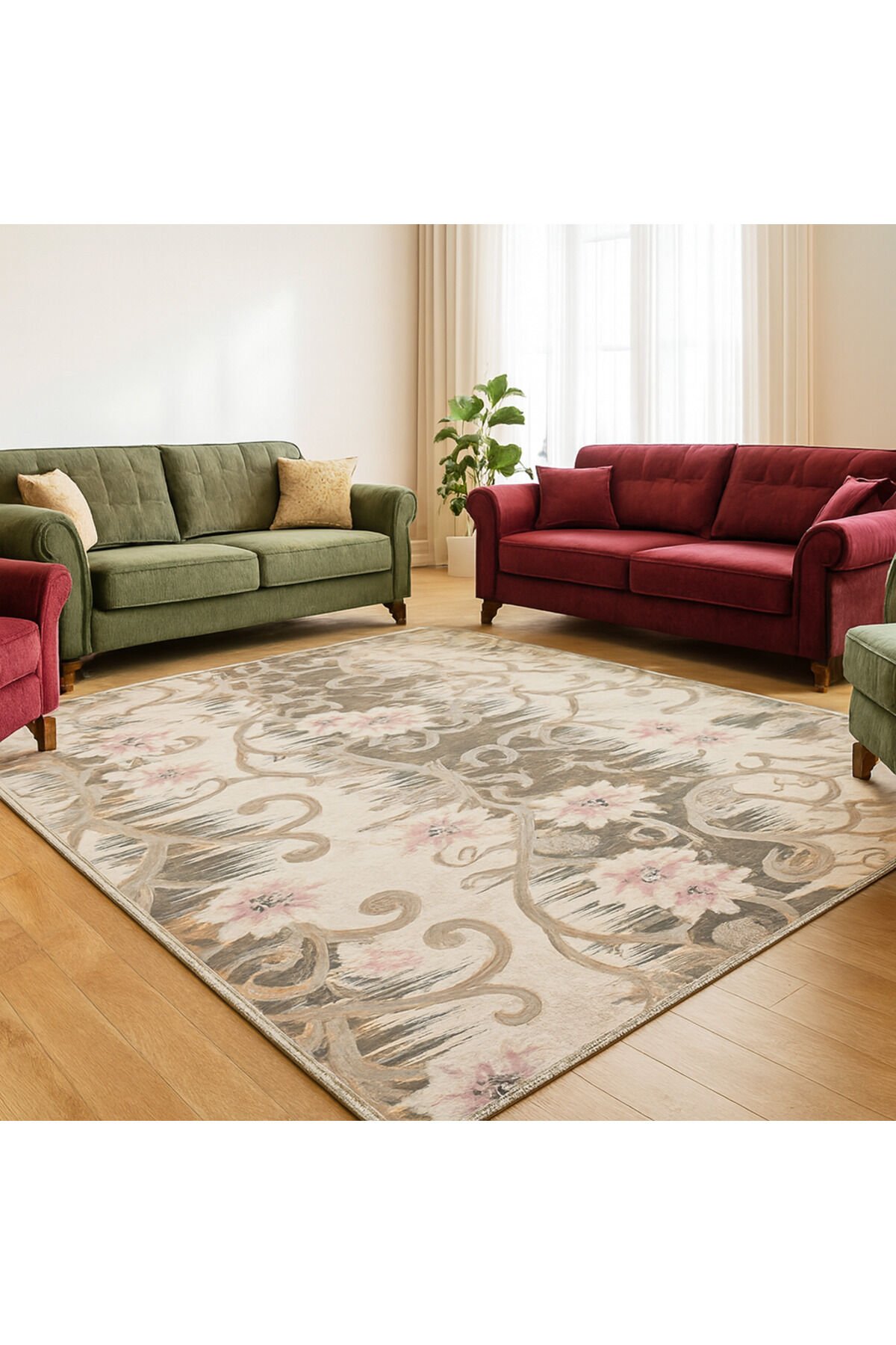 TİLYA SIK DOKUMA ORTA KALINLIKTA TOZ YAPMAYAN AKRİLİK HALI Gri̇ - 160 X 230