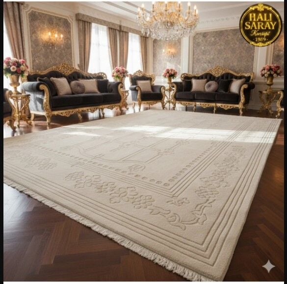 UŞAK SAF YÜN DOKUMA HALI İPEK FLOŞ SÜSLEME YÜN HALI